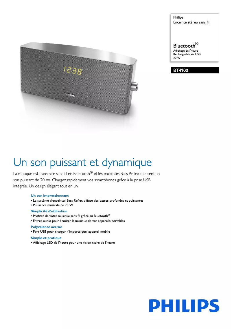 Image de la première page du manuel de l'appareil BT4100