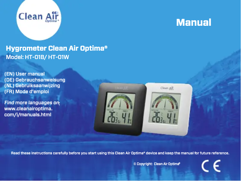 Page 1 of the manual User Manual Clean Air Optima HT-01
