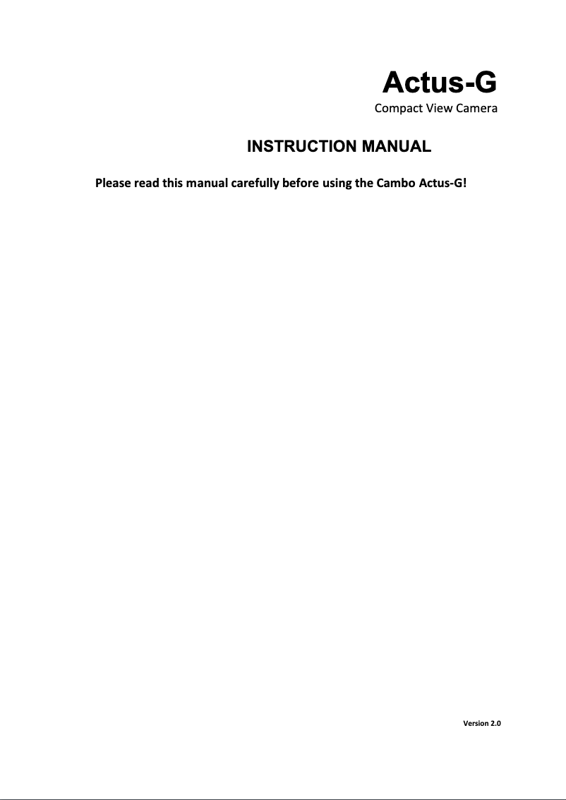 Page n°1 - Manuel utilisateur Cambo Actus-G