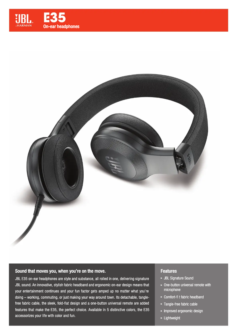 Page n°1 - Manuel utilisateur JBL E35