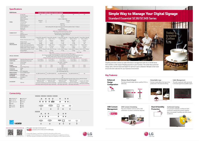 Page n°1 - Fiche technique LG 65SE3B