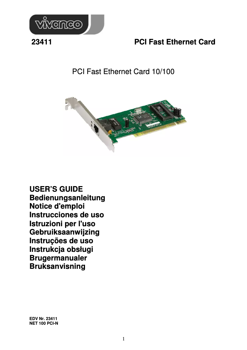 Page 1 de la notice Manuel utilisateur Vivanco 23411