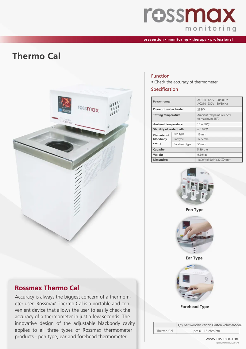 Page 1 de la notice Brochure Rossmax ThermoCal