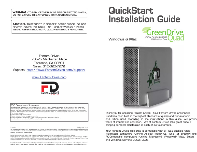 Page n°1 - Manuel utilisateur Fantom Drives GD3000Q