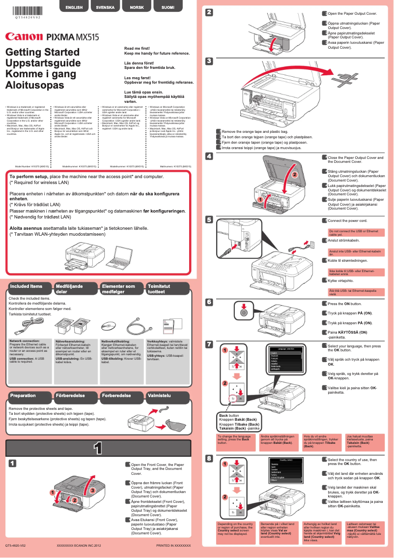 Page 1 de la notice Manuel utilisateur Canon Pixma MX515