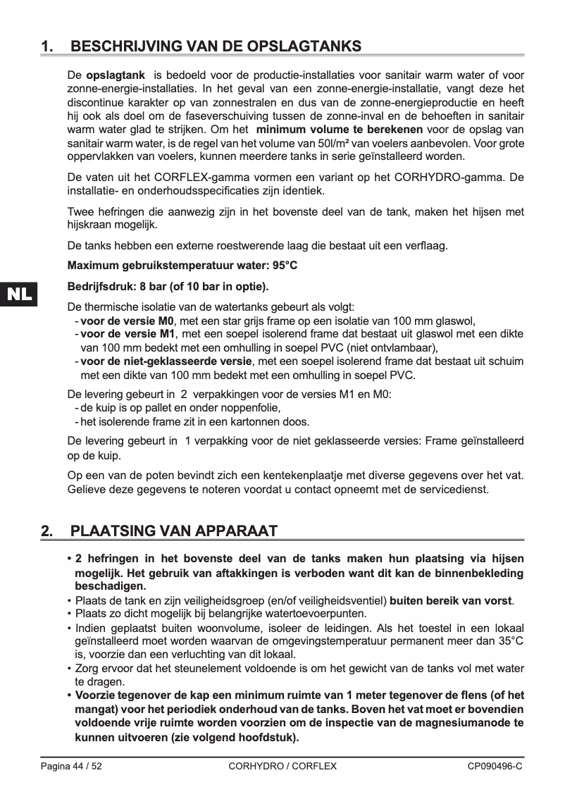 Image de la première page du manuel de l'appareil Corhydro