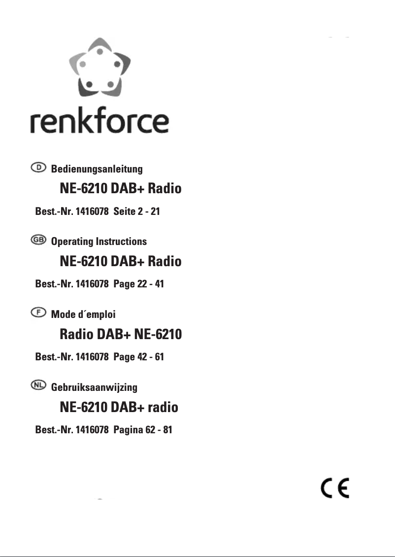 Page 1 de la notice Manuel utilisateur Renkforce NE-6210
