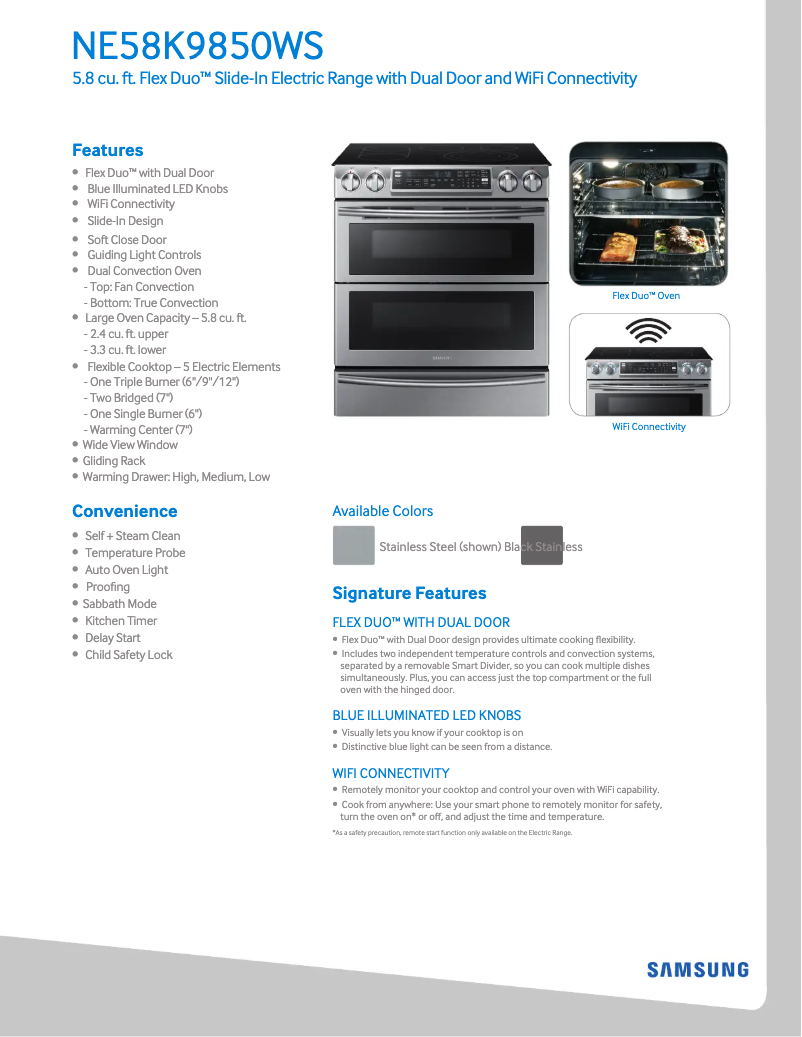 Page n°1 - Fiche technique Samsung NE58K9850WG