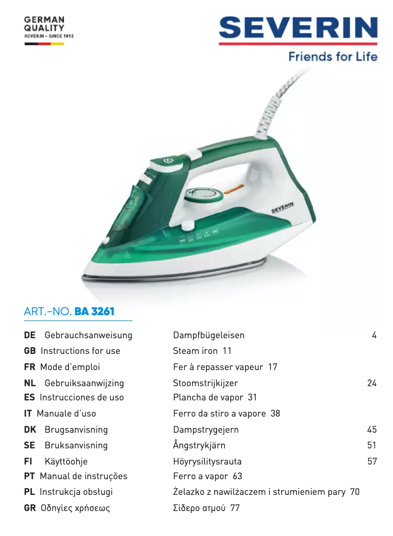 Página 1 del manual Manual de usuario Severin BA 3261