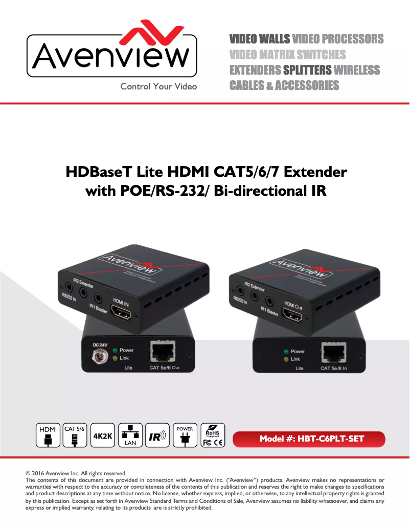 Page 1 de la notice Manuel utilisateur Avenview HBT-C6PLT-SET