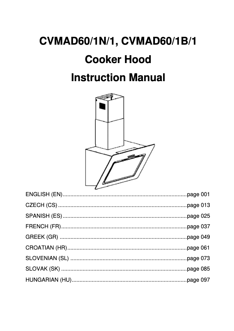 Page 1 de la notice Manuel utilisateur Candy CVMAD60/1N/1