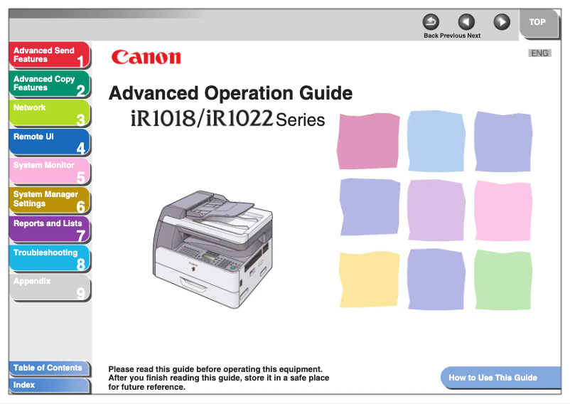 Page 1 de la notice Manuel utilisateur Canon iR1018