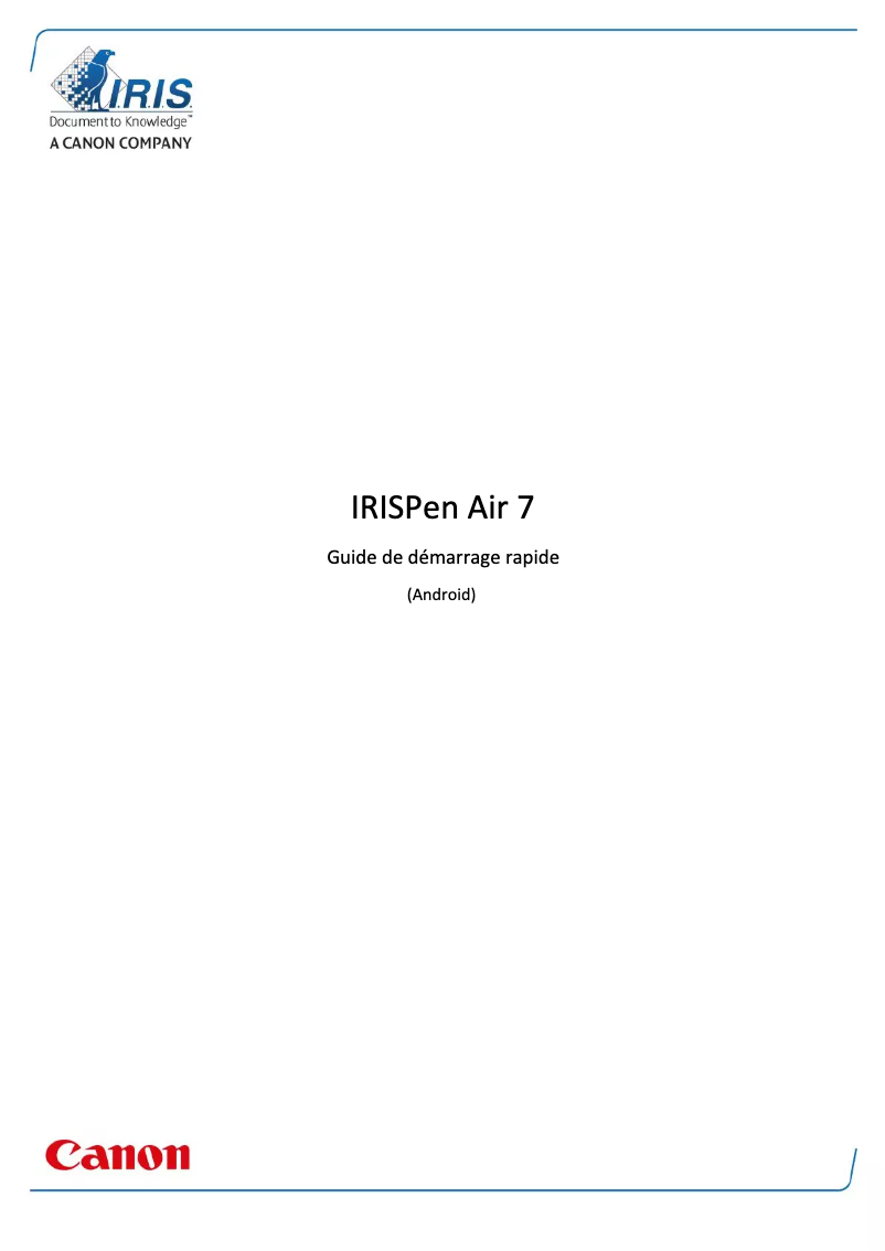 Page 1 de la notice Manuel utilisateur I.R.I.S. IRISPen Air 7