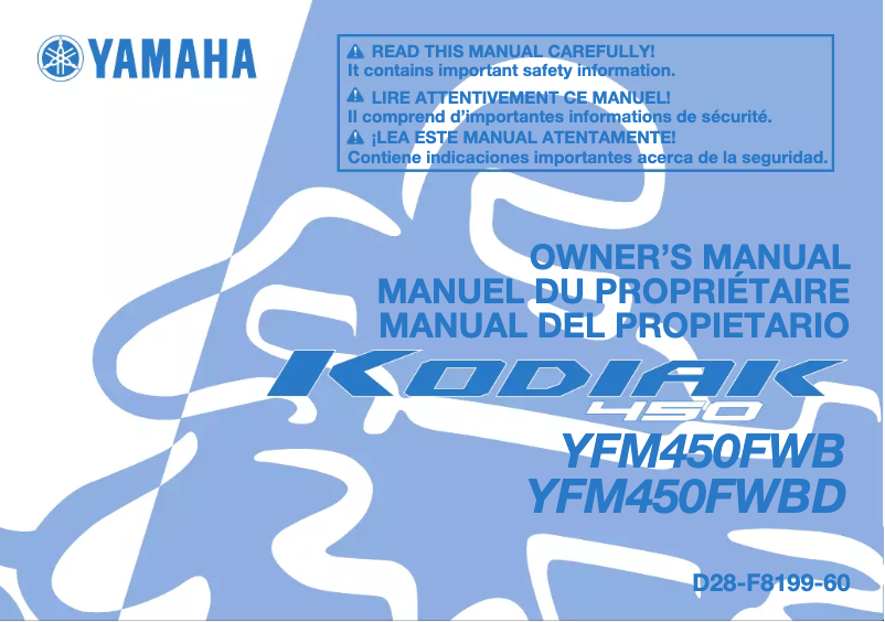 Page 1 de la notice Manuel utilisateur Yamaha KODIAK 450 (2024)