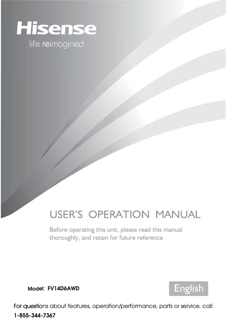 Page 1 de la notice Manuel utilisateur Hisense FV14D6AWD