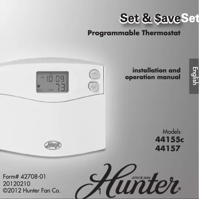 Page n°1 - Manuel utilisateur Hunter 44157