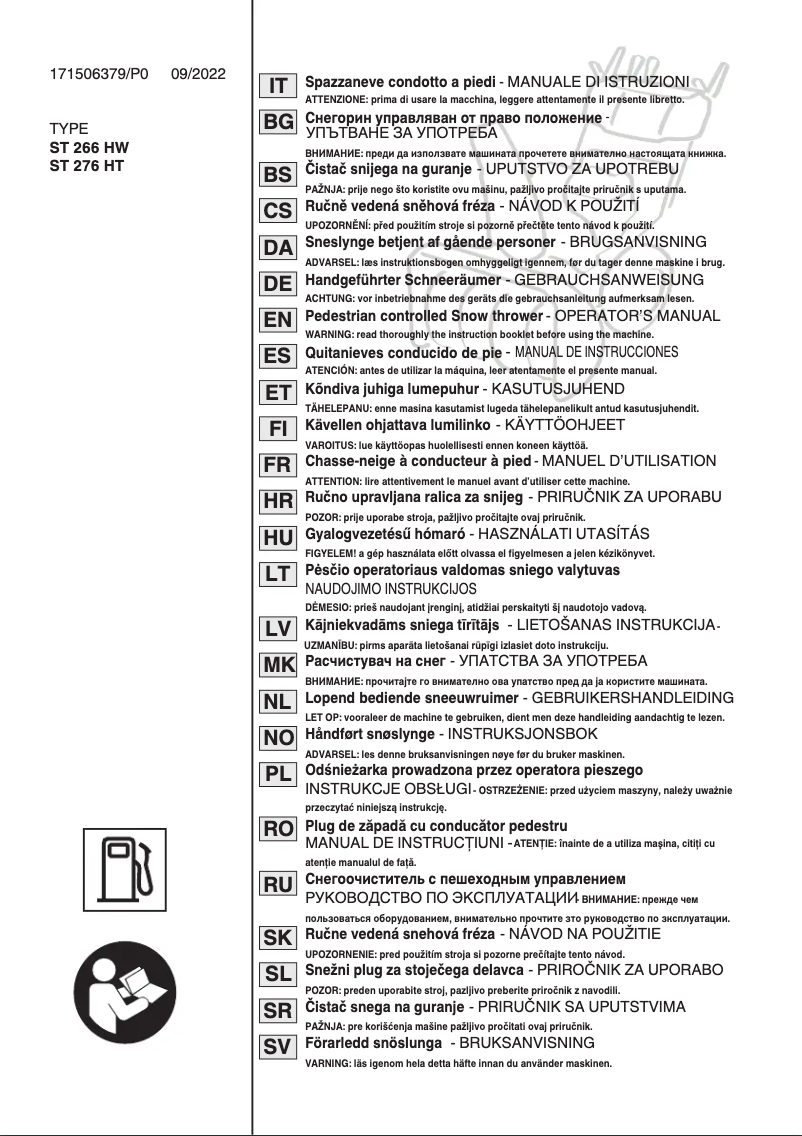 Page n°1 - Manuel utilisateur Stiga ST 966