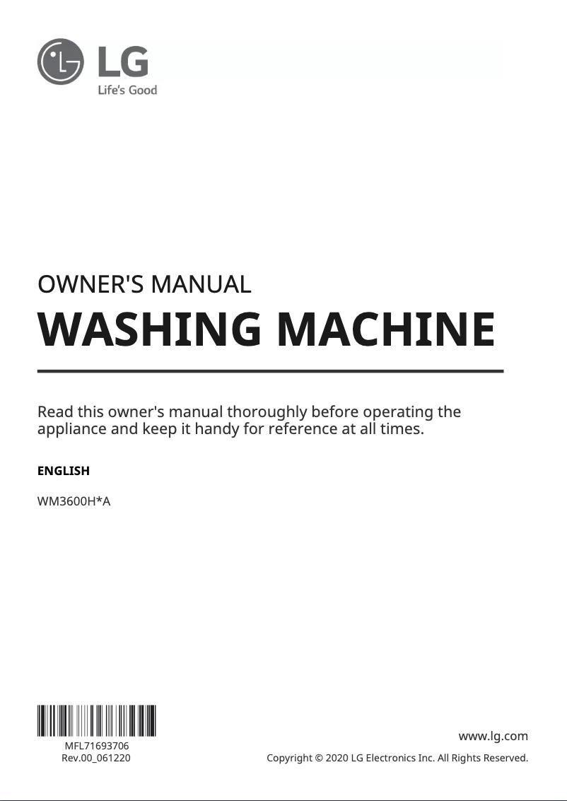 Image de la première page du manuel de l'appareil WM3600HWA