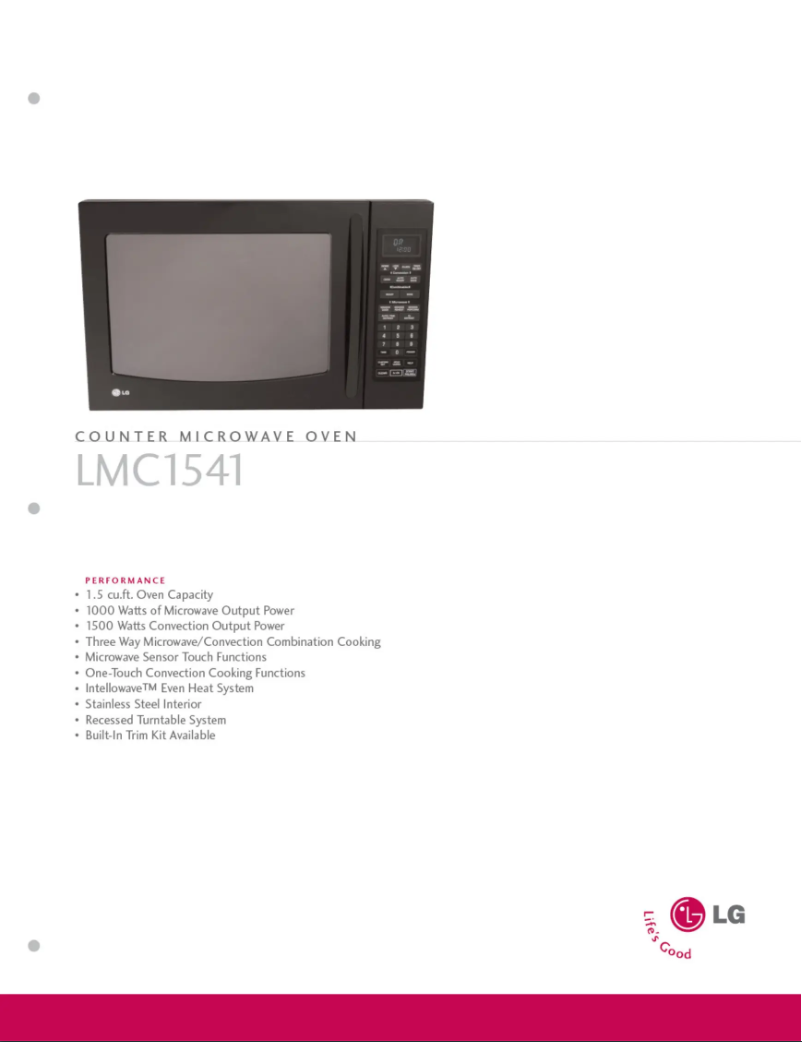 Page 1 of the manual Technical Sheet LG LMC1541SW