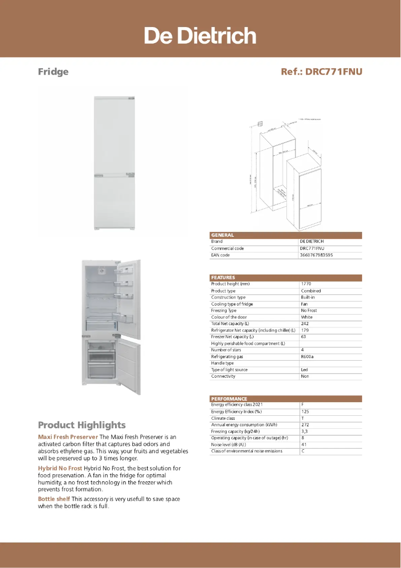 Page 1 de la notice Manuel utilisateur De Dietrich DRC771FNU