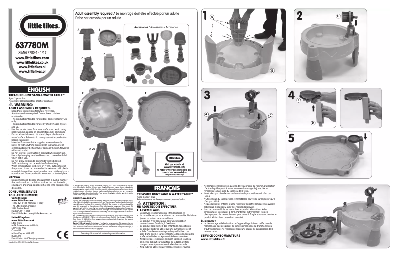 Page 1 de la notice Manuel utilisateur Little Tikes Treasure Hunt Sand & Water Table