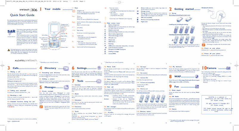 Image de la première page du manuel de l'appareil One Touch 306