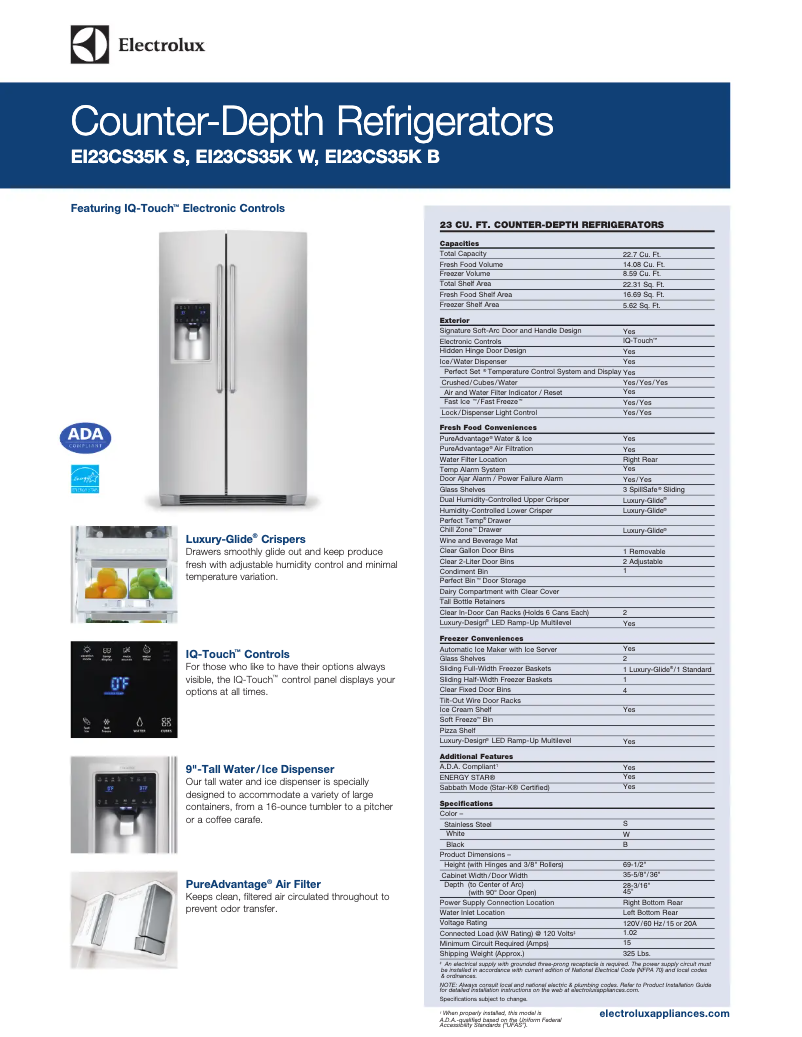 Page 1 de la notice Guide d'installation Electrolux EI23CS35K