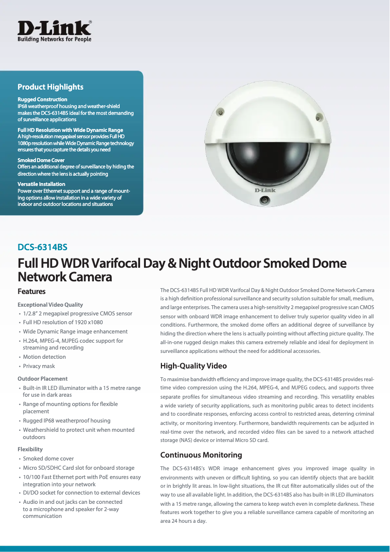 Imagen de la primera página del manual del dispositivo DCS-6314BS