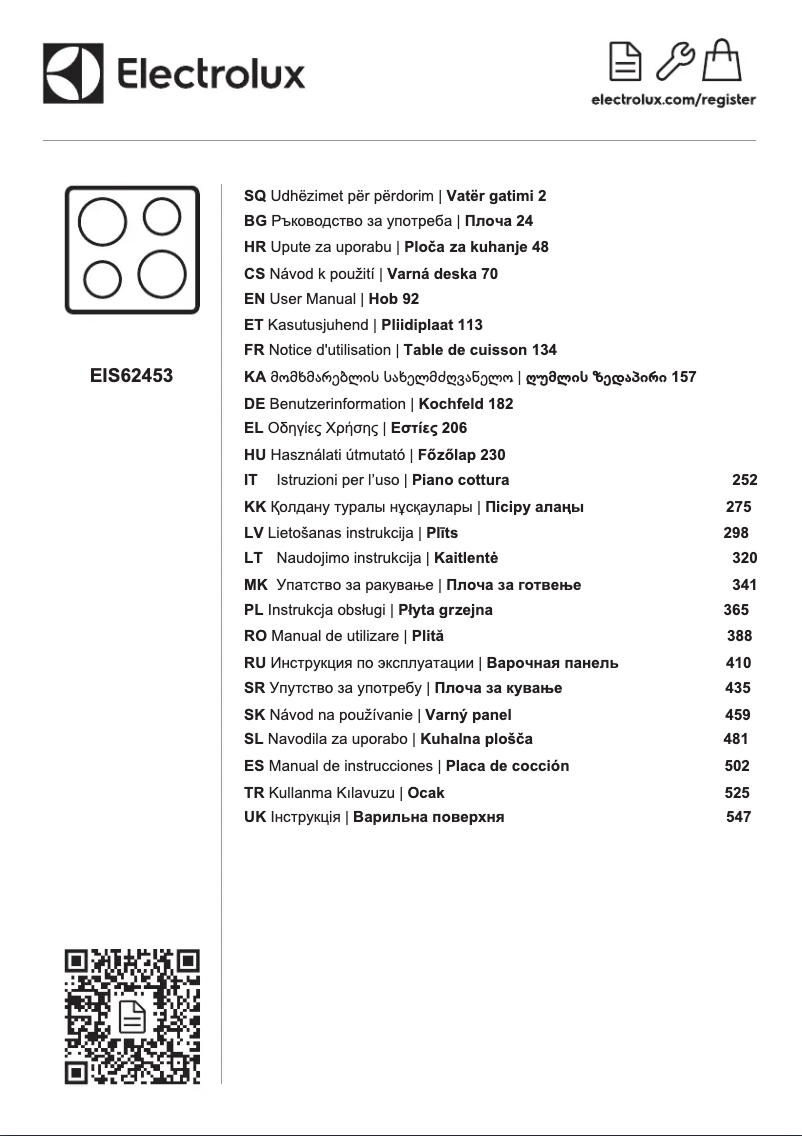 Page 1 of the manual User Manual Electrolux EIS62453