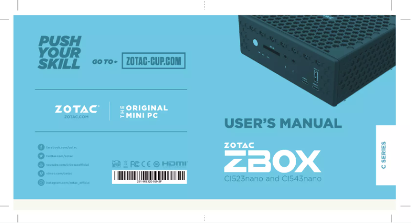 Page 1 de la notice Manuel utilisateur Zotac ZBOX CI543 Nano