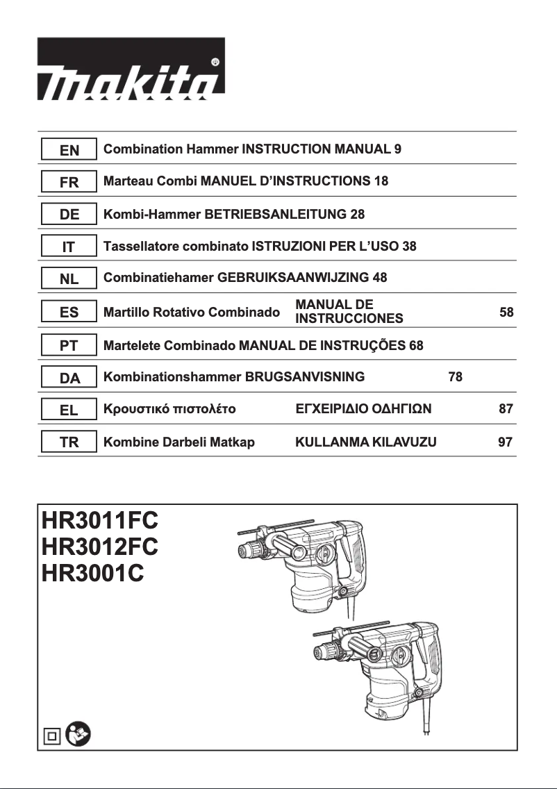 Page n°1 - Manuel utilisateur Makita HR3012FCJ