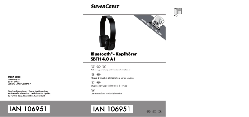 Page 1 de la notice Manuel utilisateur SilverCrest SBTH 4.0 A1