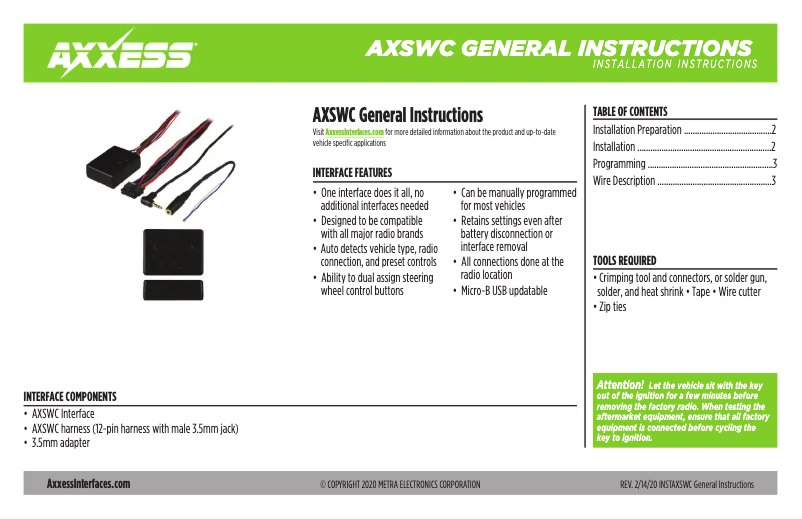 Página 1 del manual Manual de usuario AXESS AXSWC