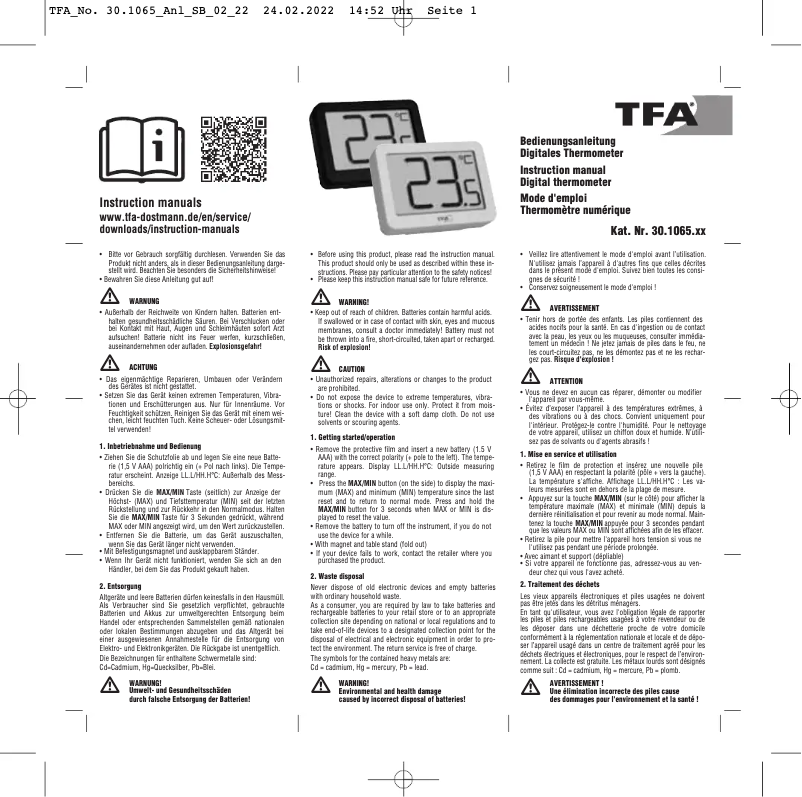 Página 1 del manual Manual de usuario TFA 30.1065.01