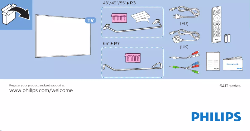 Page 1 de la notice Guide de démarrage rapide Philips 6000 series 55PUS6412