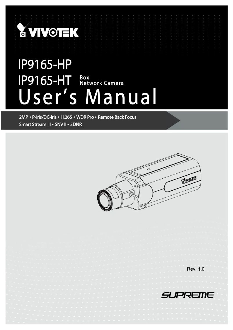 Image de la première page du manuel de l'appareil IP9165-HT