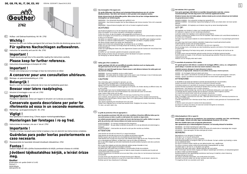 Page n°1 - Manuel utilisateur Geuther 2762
