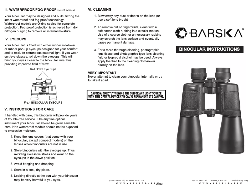 Page 1 de la notice Manuel utilisateur Barska X-Trail