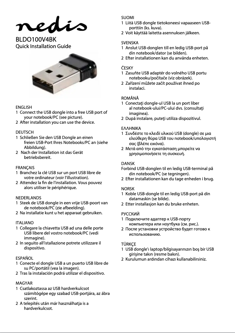 Page n°1 - Manuel utilisateur Nedis BLDO100V4BK