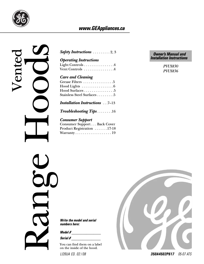 Image de la première page du manuel de l'appareil PVUS836MSS