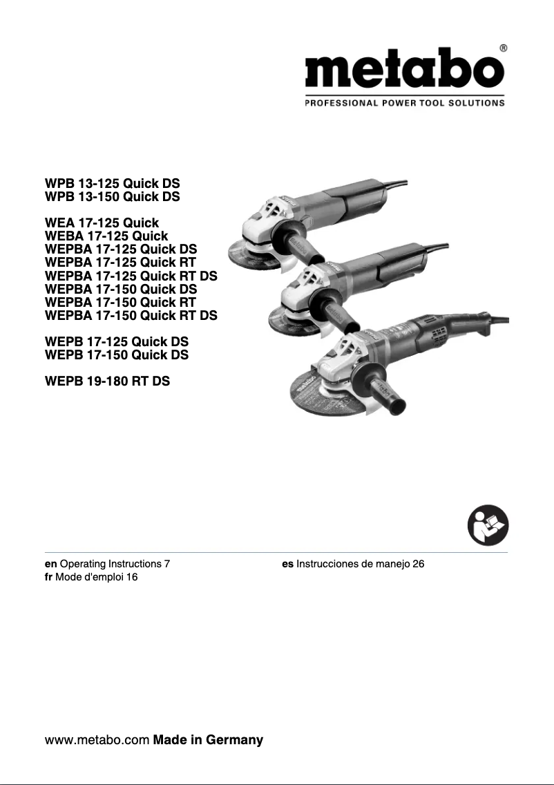 Page 1 de la notice Manuel utilisateur Metabo WPB 13-150 Quick DS