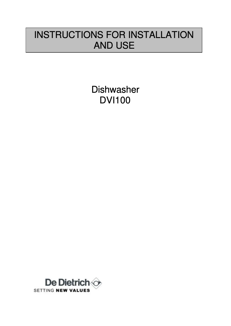 Image de la première page du manuel de l'appareil DVI100