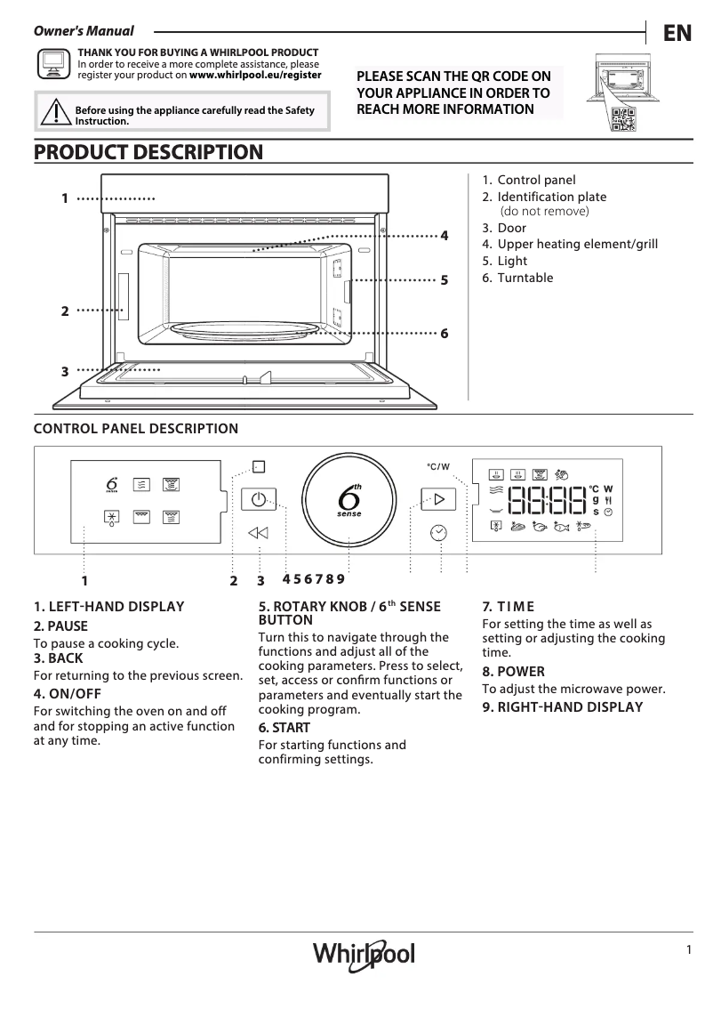 Page 1 de la notice Guide d'installation Whirlpool WMD44MX