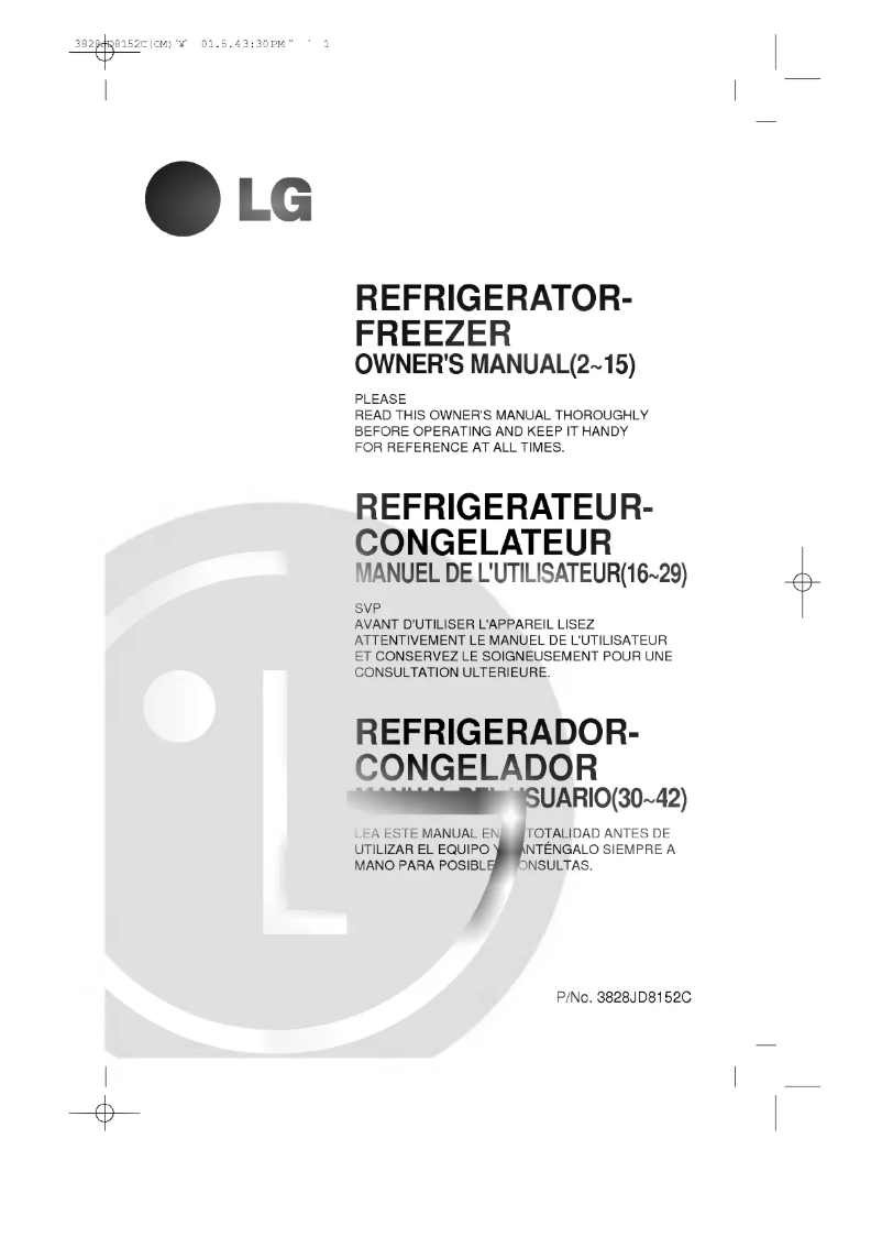 Page n°1 - Manuel utilisateur LG GR-372SLF