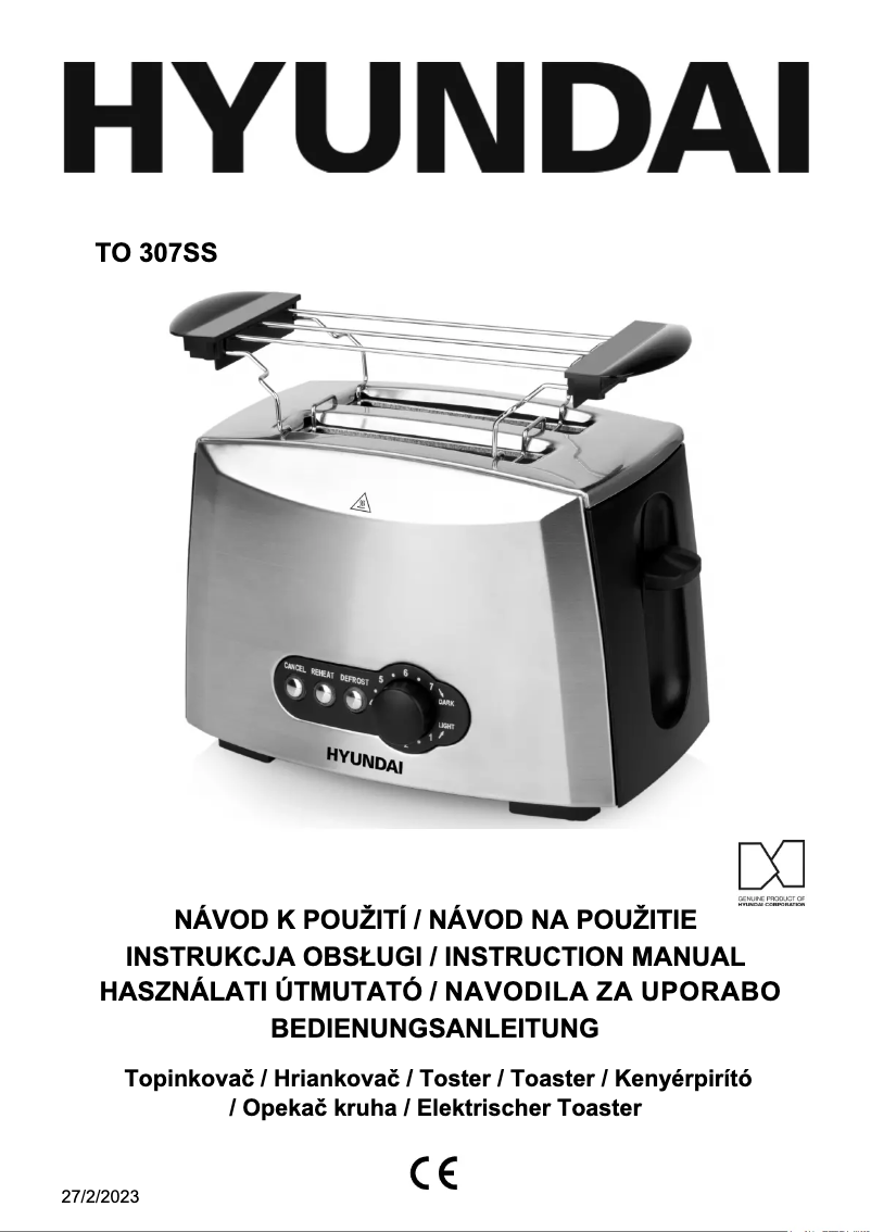 Page 1 de la notice Manuel utilisateur Hyundai TO 307 SS