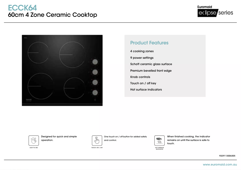 Page 1 de la notice Fiche technique Euromaid ECCK64