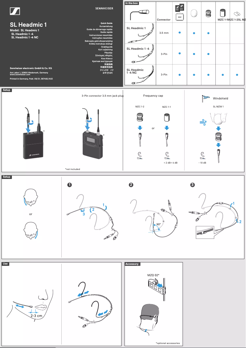 Page n°1 - Guide de démarrage rapide Sennheiser SL Headmic 1