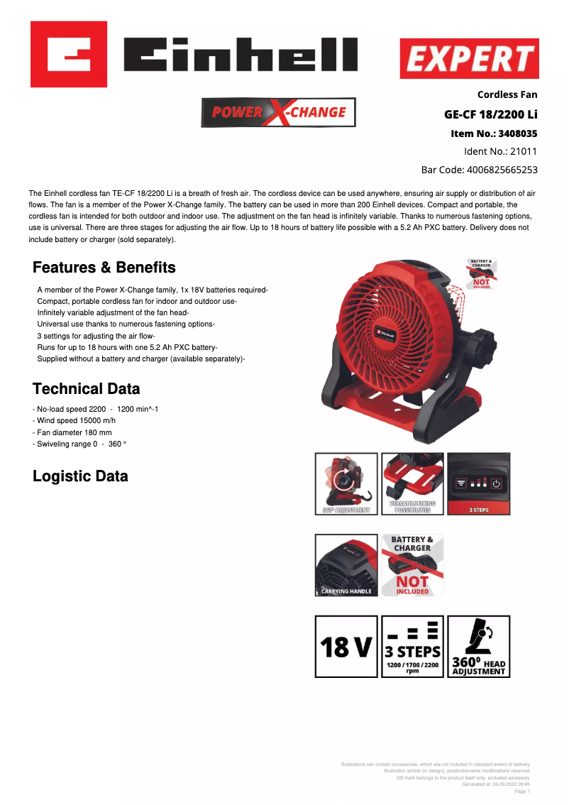 Image de la première page du manuel de l'appareil GE-CF 18/2200 Li