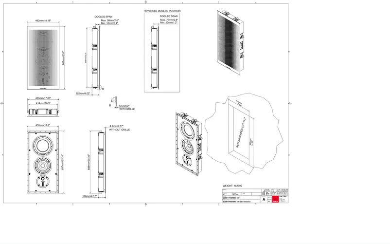 Page 1 de la notice Dessin technique Dali Phantom S-180