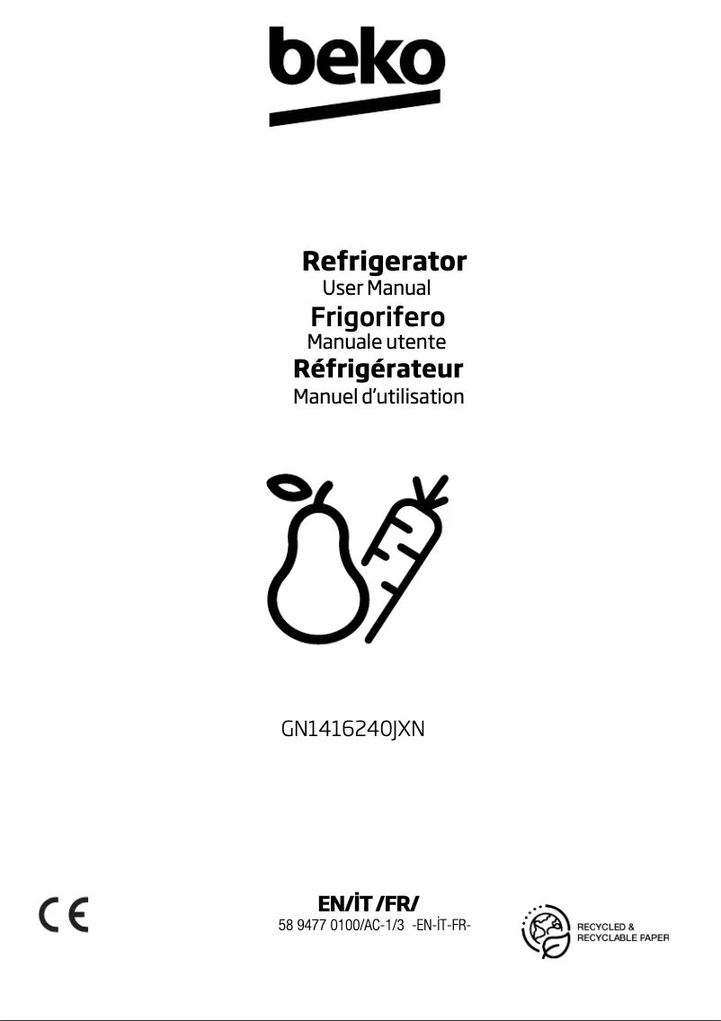 Image de la première page du manuel de l'appareil GN1416240JXN